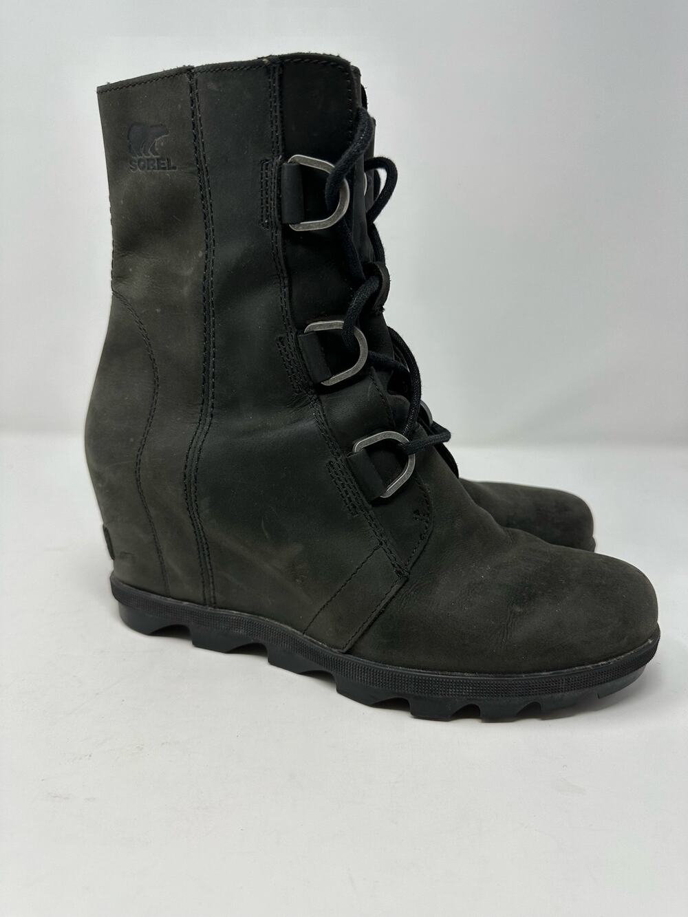 Sorel Joan of Arctic Wedge II Boot Black Women’s Combat Grunge size 9.5